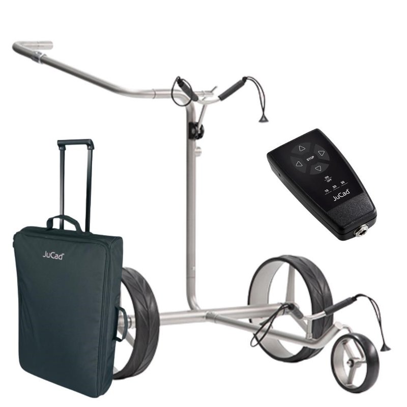 JuCad drive SL Titan Travel eX 2.0 chariot électrique + télécommande + sac de transport (JRT-1), titane