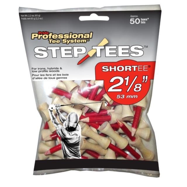 Pride Professional Tee System Step Tees Red tees en bois 53mm (2 1/8"), 50 tees