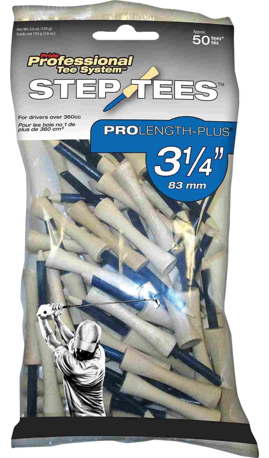 Pride Professional Tee System Pride Prolength Tees tés en bois bleus 3 1/4" (83mm), lot de 50