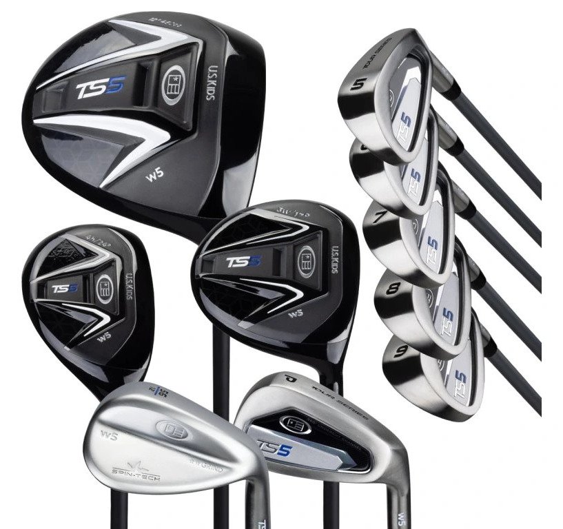 U.S. Kids Golf TS5-66 (167+cm) ensemble de golf junior, graphite, + sac stand, noir/blanc