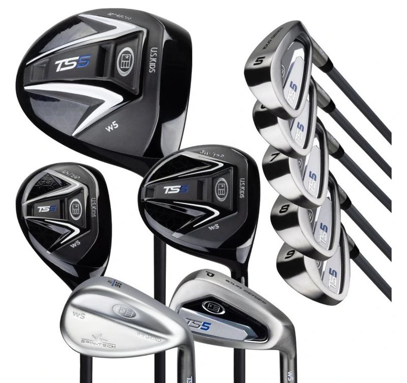 U.S. Kids Golf TS5-66 (167+cm) ensemble de golf junior, graphite, + sac stand, noir/blanc