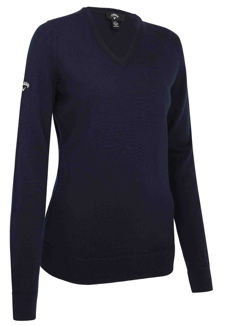 Callaway V-Neck Merino pull femme, dark navy