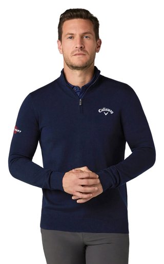 Callaway 1/4 Blended Merino pull homme, navy blue