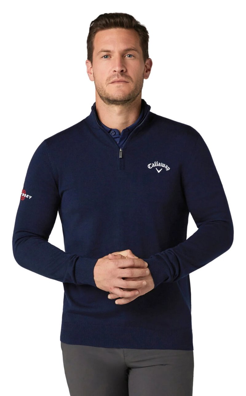 Callaway 1/4 Blended Merino pull homme, navy blue