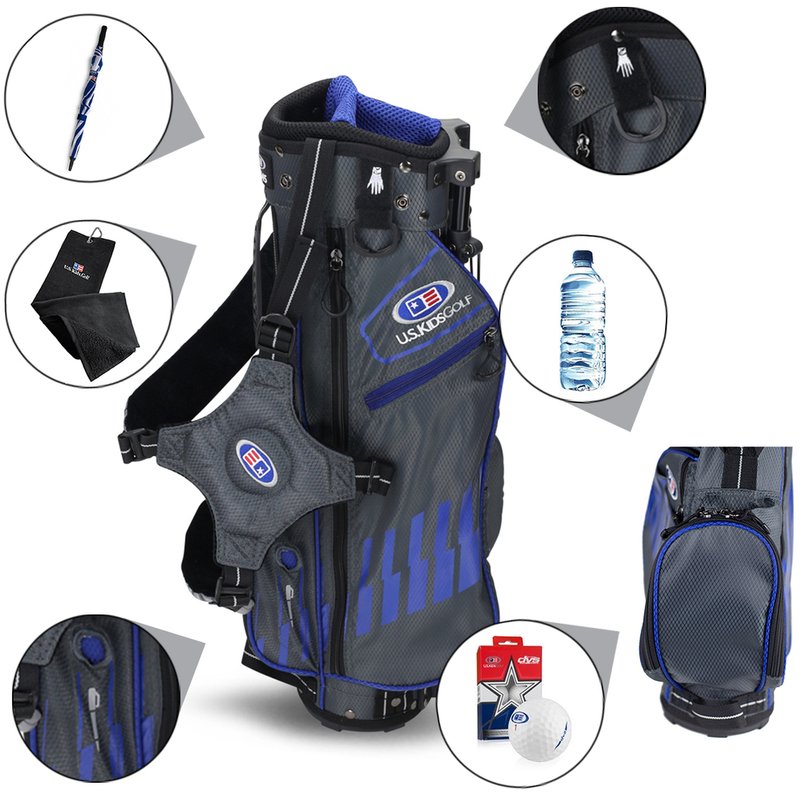 U.S. Kids Golf UL45 (114cm) WT25-s junior stand bag 2022, gris/bleu, 23"