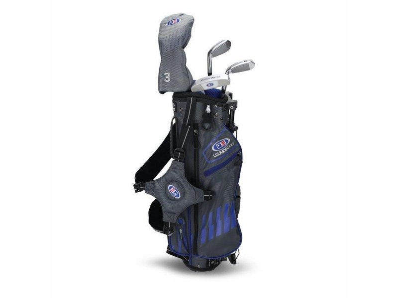 U.S. Kids Golf UL45 (114cm) WT25-s 4-Club junior set de golf 2022, graphite + stand bag, gris/bleu