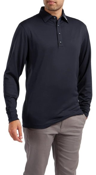 FootJoy Long Sleeve Thermocool Self Athletic Fit polo homme, navy