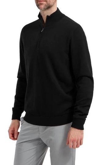 FootJoy Wool Blend 1/2 Zip Lined pull homme, noir