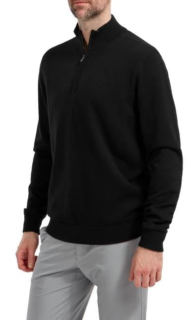 FootJoy Wool Blend 1/2 Zip Lined pull homme, noir