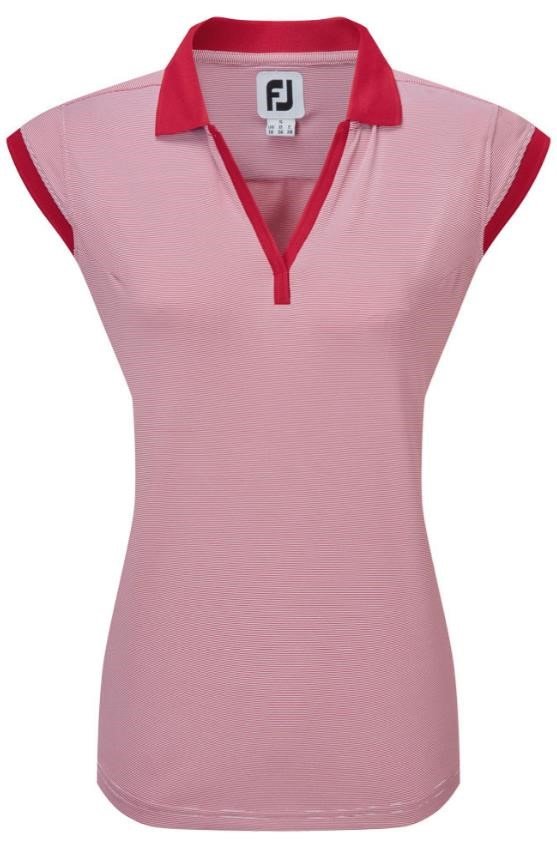 FootJoy End on End Striped Lisle polo sans manches femme, rouge/blanc