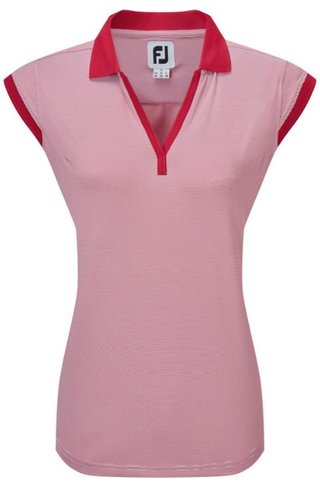 FootJoy End on End Striped Lisle polo sans manches femme, rouge/blanc