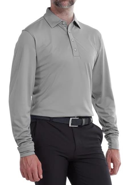 FootJoy Long Sleeve Thermocool Self Athletic Fit polo homme, gris