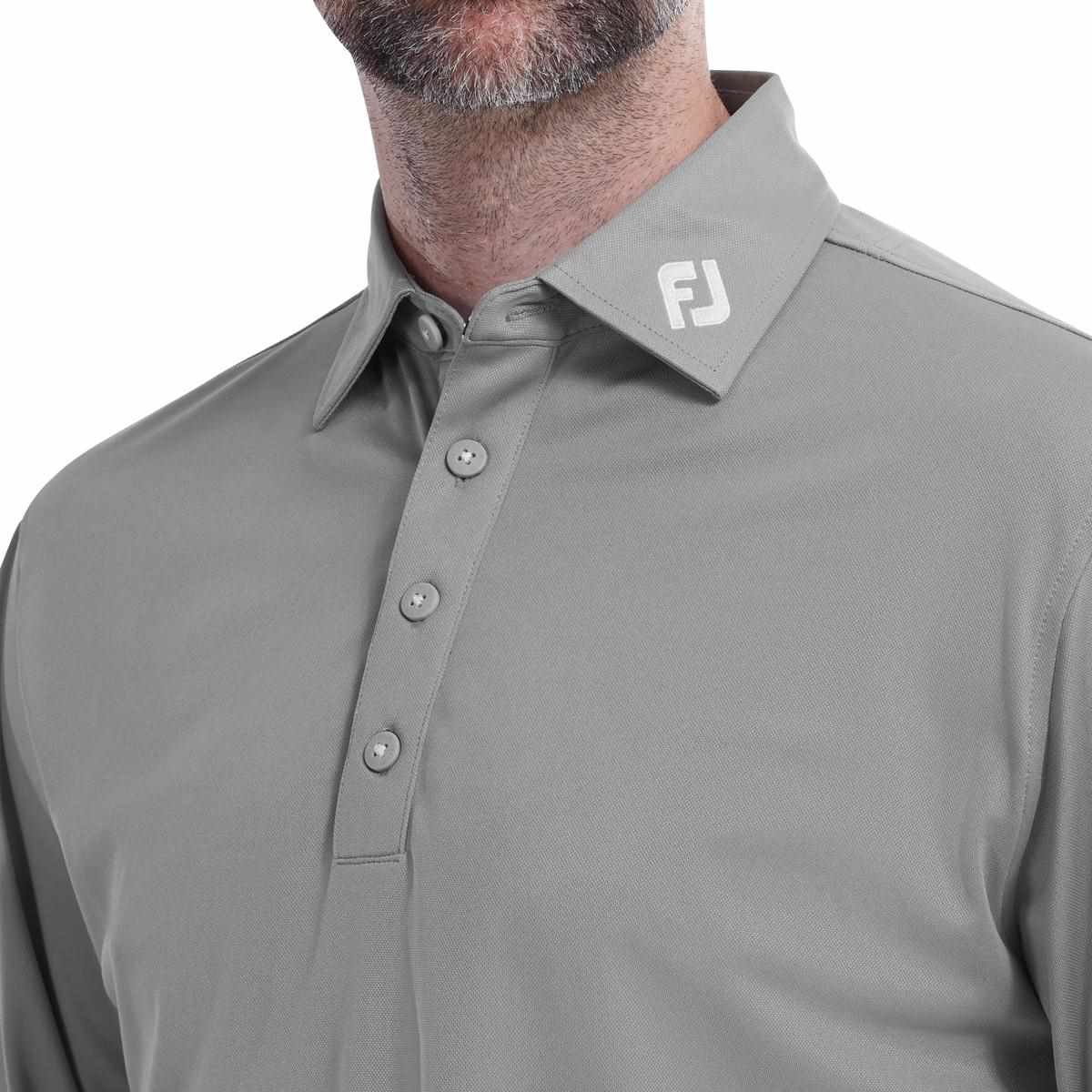FootJoy Long Sleeve Thermocool Self Athletic Fit polo homme, gris