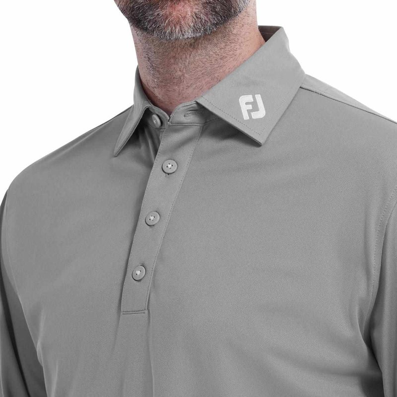 FootJoy Long Sleeve Thermocool Self Athletic Fit polo homme, gris