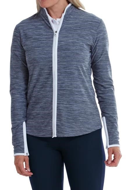 FootJoy Full Zip Space Dye Fleece sweat-shirt femme, marine/blanc