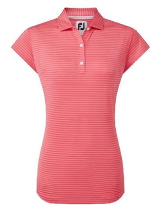 FootJoy Tonal Stripe Lisle polo femme, coral