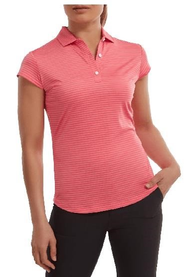 FootJoy Tonal Stripe Lisle polo femme, coral