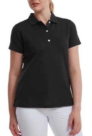 FootJoy Stretch Pique Solid polo femme, noir