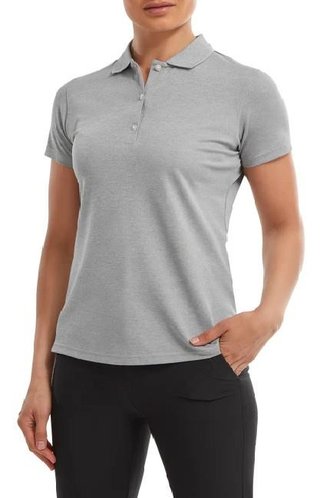 FootJoy Stretch Pique Solid polo femme, heather gray