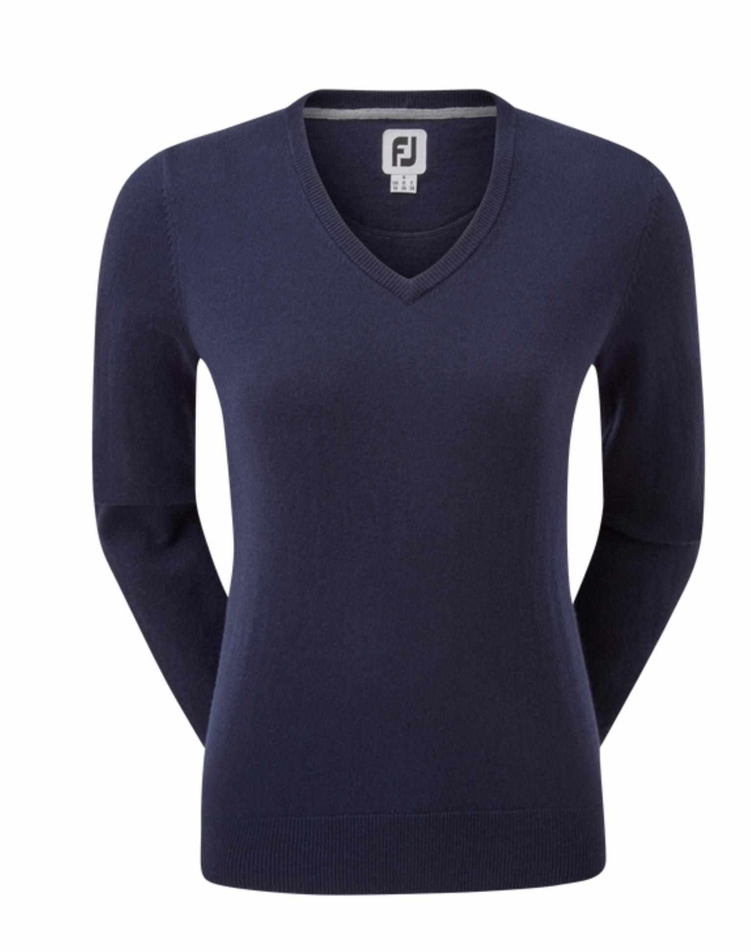 FootJoy Wool Blend V-Neck pull femme, navy