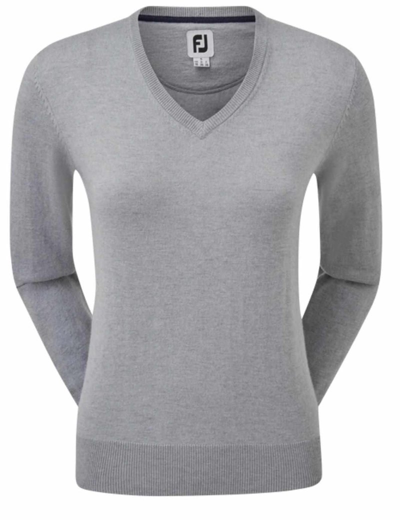 FootJoy Wool Blend V-Neck pull femme, gris
