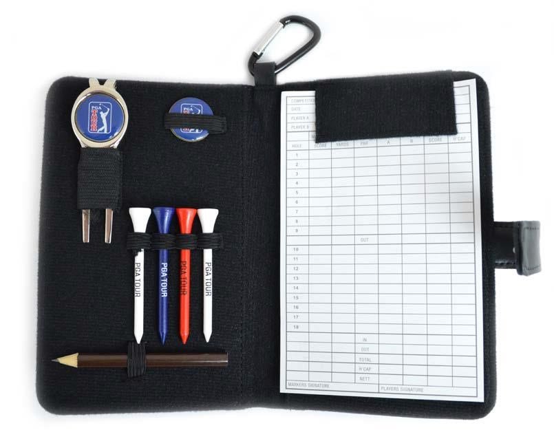 PGA Tour Real Leather Score Card and Accessory Wallet, noir
