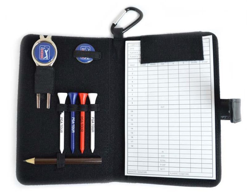 PGA Tour Real Leather Score Card and Accessory Wallet, noir