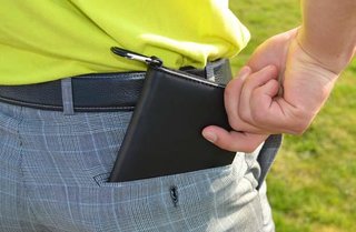 PGA Tour Real Leather Score Card and Accessory Wallet, noir