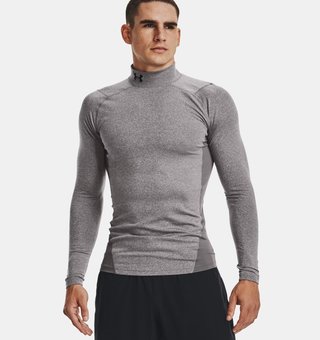 Under Armour ColdGear® Compression Mock haut thermique homme, charcoal light heather/black