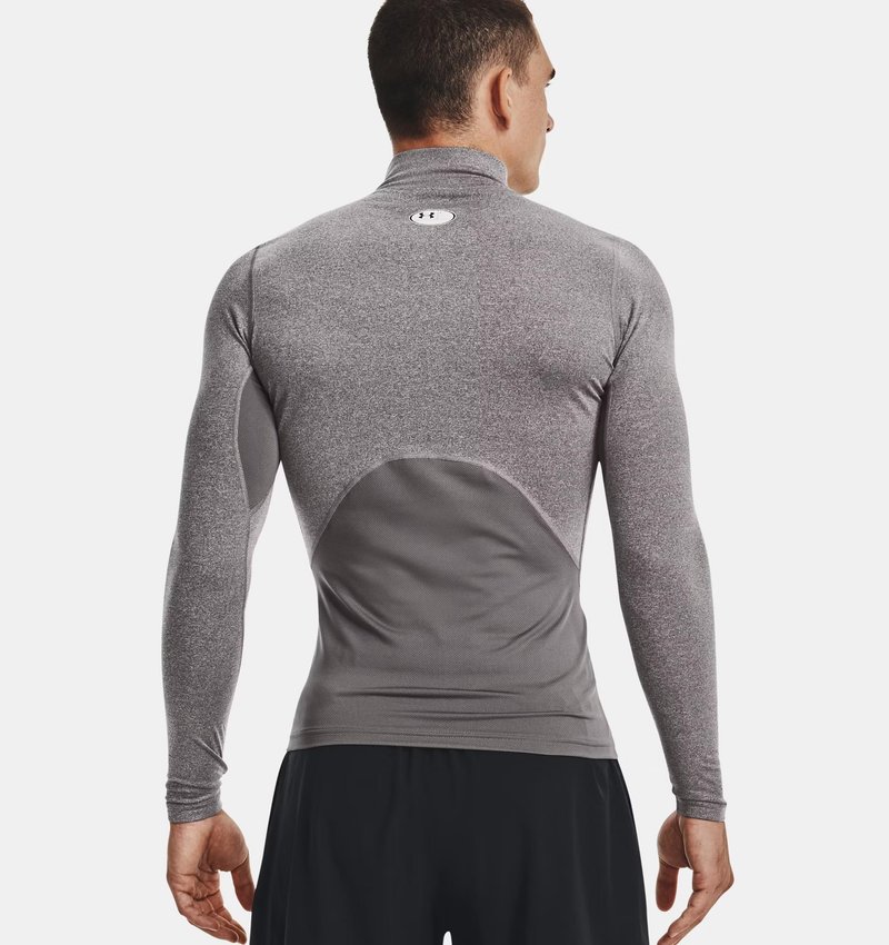 Under Armour ColdGear® Compression Mock haut thermique homme, charcoal light heather/black