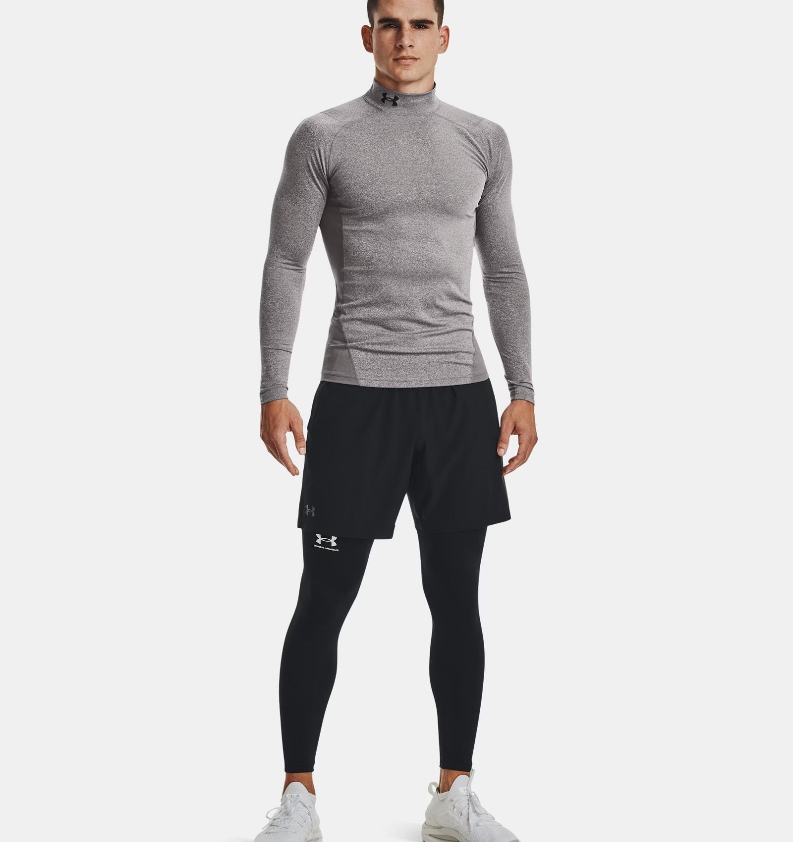 Under Armour ColdGear® Compression Mock haut thermique homme, charcoal light heather/black