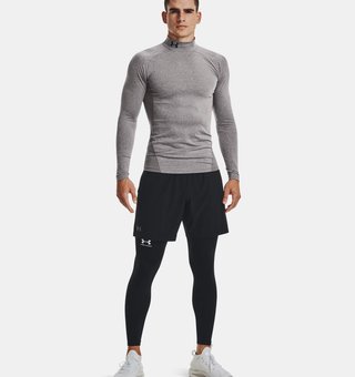 Under Armour ColdGear® Compression Mock haut thermique homme, charcoal light heather/black