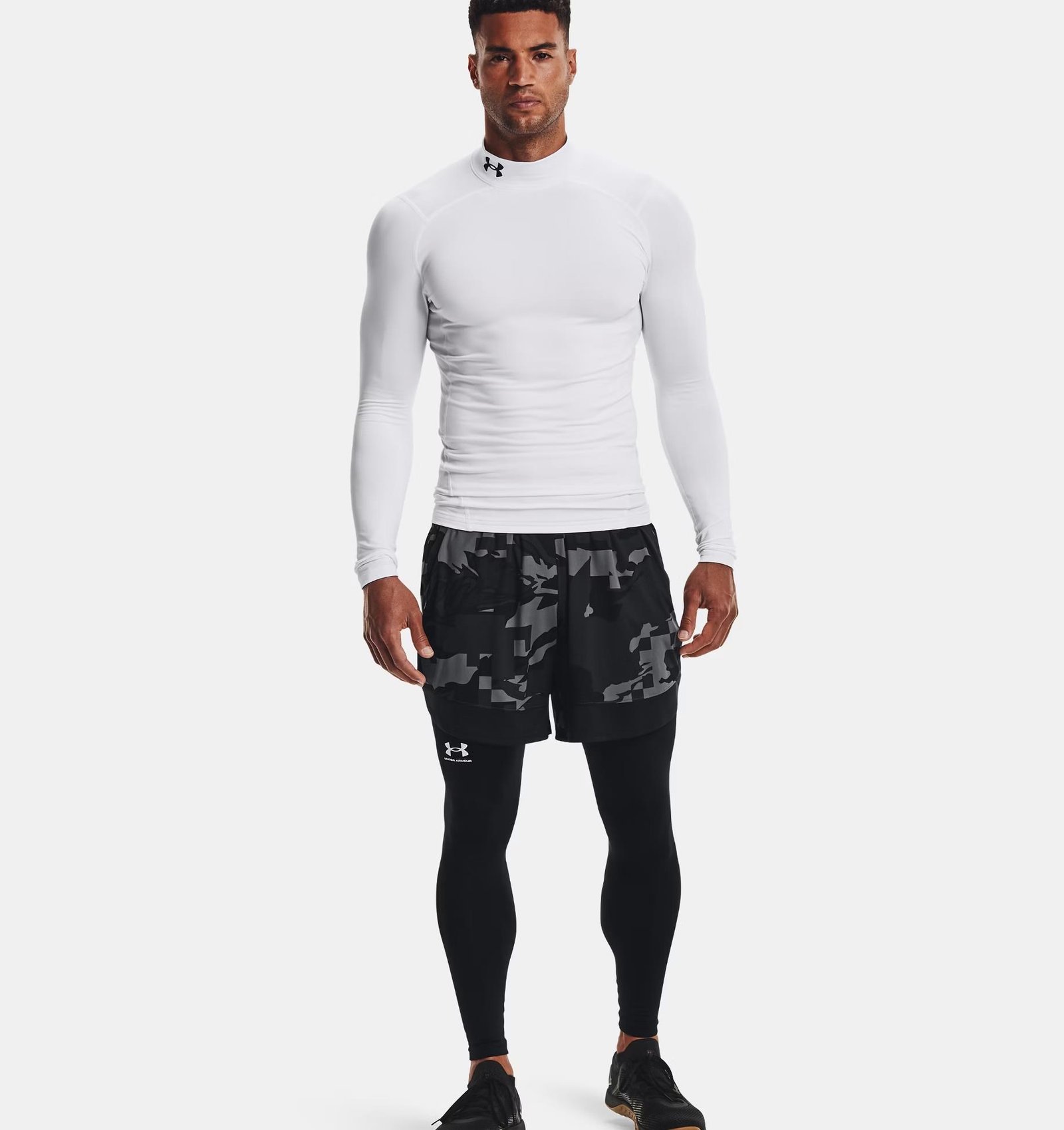Under Armour ColdGear® Compression Mock haut thermique homme, blanc