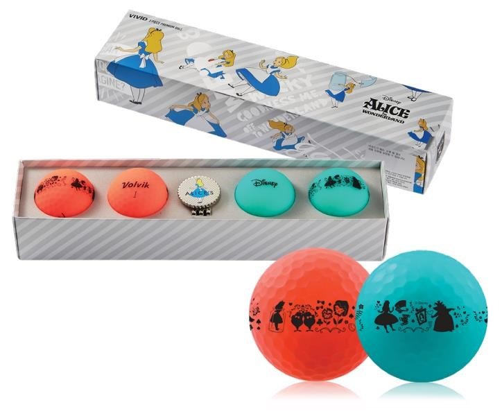 Volvik VIVID DISNEY ALICE balles de golf pack (4 balles + ballmarker), mix de couleurs