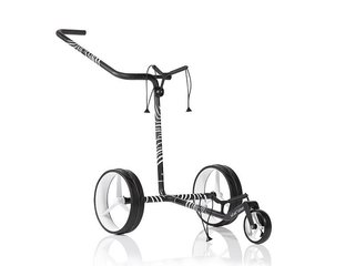 JuCad Carbon Zebra chariot manuel, finition mate blanc/noir en design 3K + sac de transport JTT
