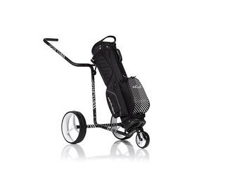 JuCad Carbon Zebra chariot manuel, finition mate blanc/noir en design 3K + sac de transport JTT