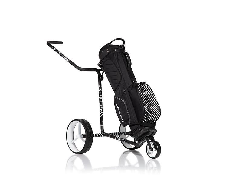 JuCad Carbon Zebra chariot manuel, finition mate blanc/noir en design 3K + sac de transport JTT