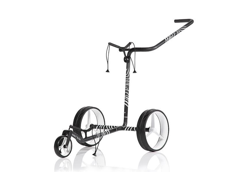 JuCad Carbon Zebra chariot manuel, finition mate blanc/noir en design 3K + sac de transport JTT