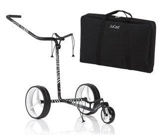 JuCad Carbon Zebra chariot manuel, finition mate blanc/noir en design 3K + sac de transport JTT