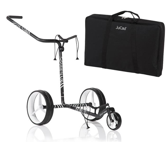 JuCad Carbon Zebra chariot manuel, finition mate blanc/noir en design 3K + sac de transport JTT