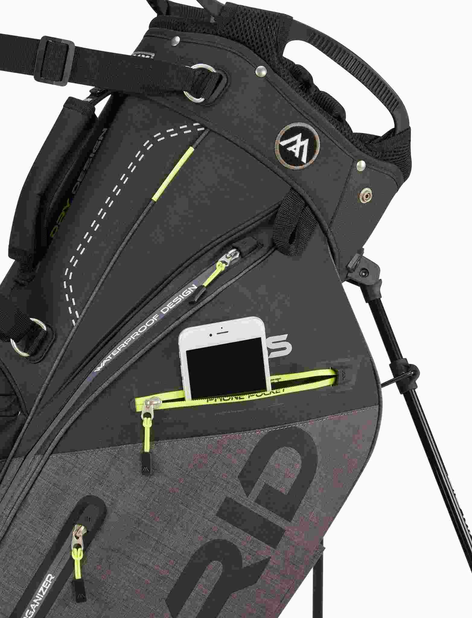 Big Max Dri Lite Hybrid Plus sac de golf, noir/gris tempête/citron vert