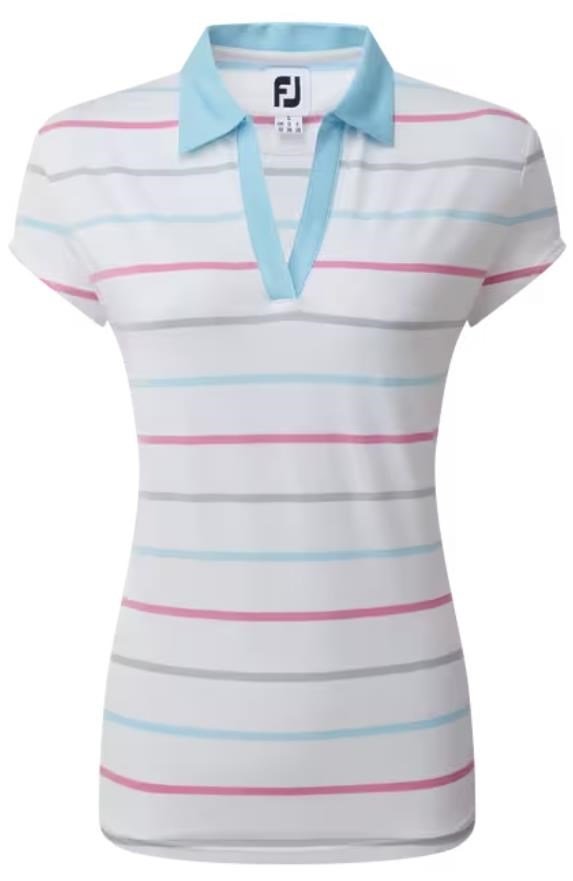FootJoy Birdseye Stripe Smooth Jacquard polo femme, blanc/bleu