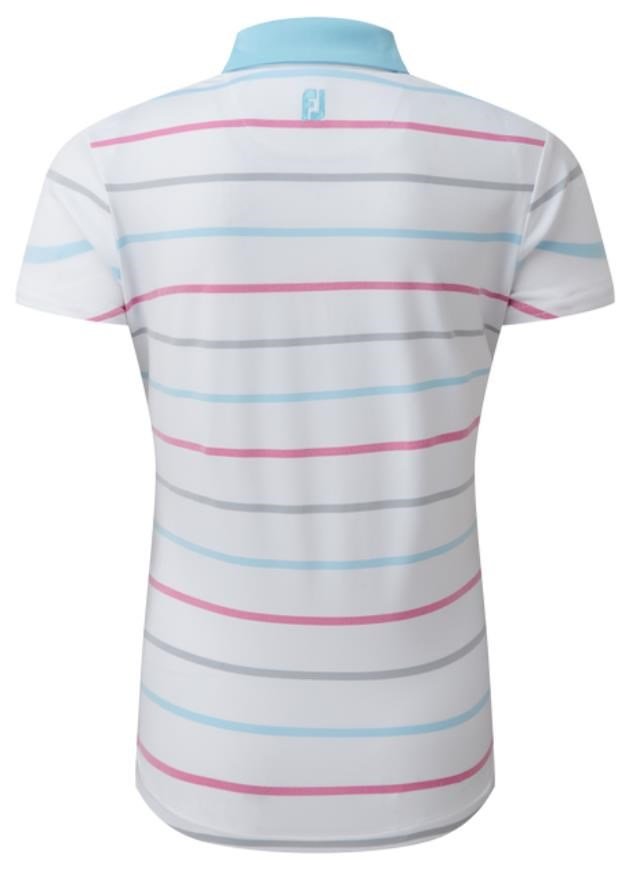 FootJoy Birdseye Stripe Smooth Jacquard polo femme, blanc/bleu