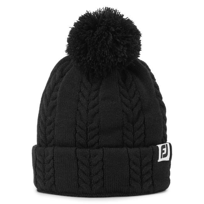 FootJoy Women's Cable Knit Bobble bonnet d'hiver femme, noir