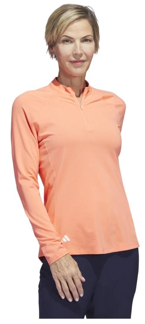 Adidas Solid Quarter Zip Long Sleeve sweat femme manches longues, coral fusion