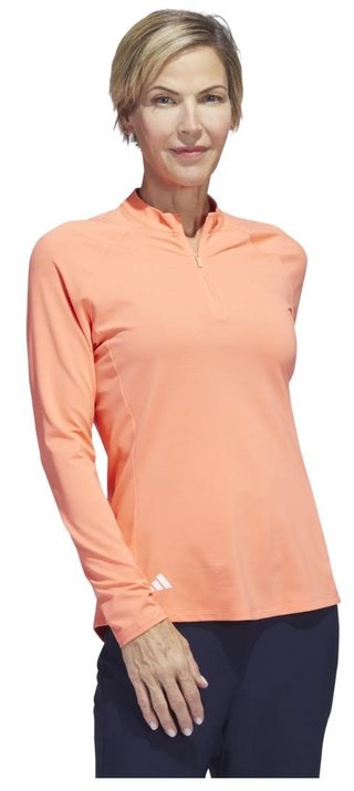 Adidas Solid Quarter Zip Long Sleeve sweat femme manches longues, coral fusion