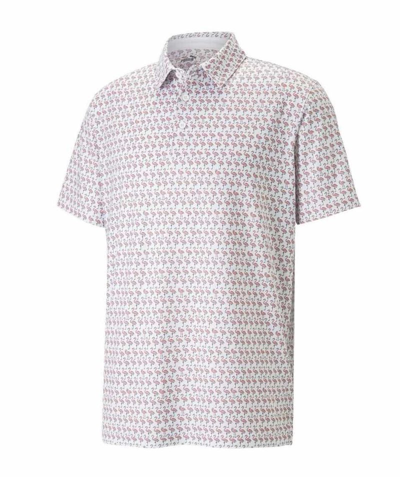Puma Mattr Flamingo polo homme, bright white/flamingo pink