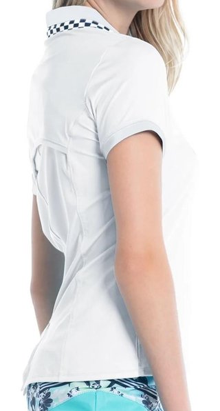 Lucky in Love Geo Mod Notch polo femme, blanc