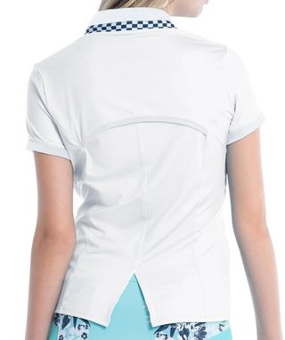Lucky in Love Geo Mod Notch polo femme, blanc