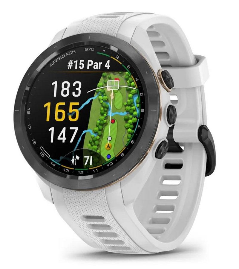 Garmin Approach S70 42 mm montre GPS, lunette céramique noire/bracelet silicone blanc